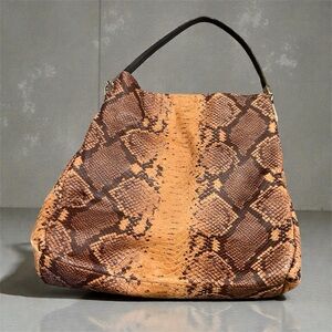 Coach Brown and Tan Snake Print Hobo Bag